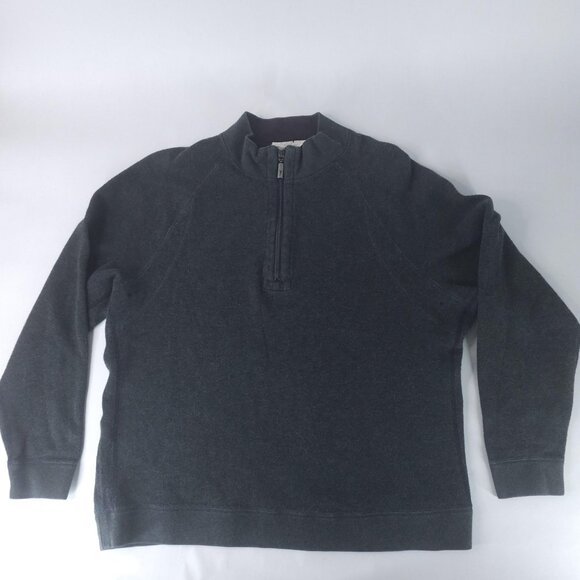 Tommy Bahama Sweater Mens Large Gray Reversible Half Zip Pullover Cotton Classic - Picture 1 of 11